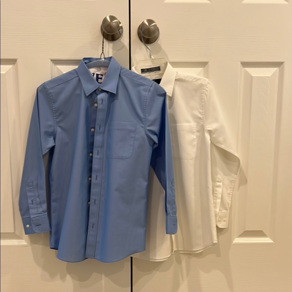 Boys Blue and White Button-Up Shirts